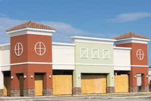Boarded up building